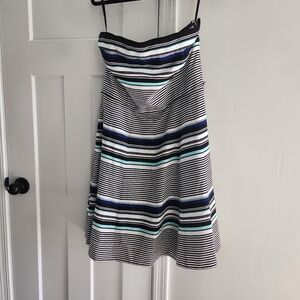 White House Black Market Multicolor  Strapless Dress Lined With Pockets Size 14